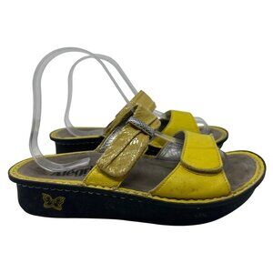 Alegria Womens Yellow Leather Slide Sandals Size 38 US Size 8/8.5